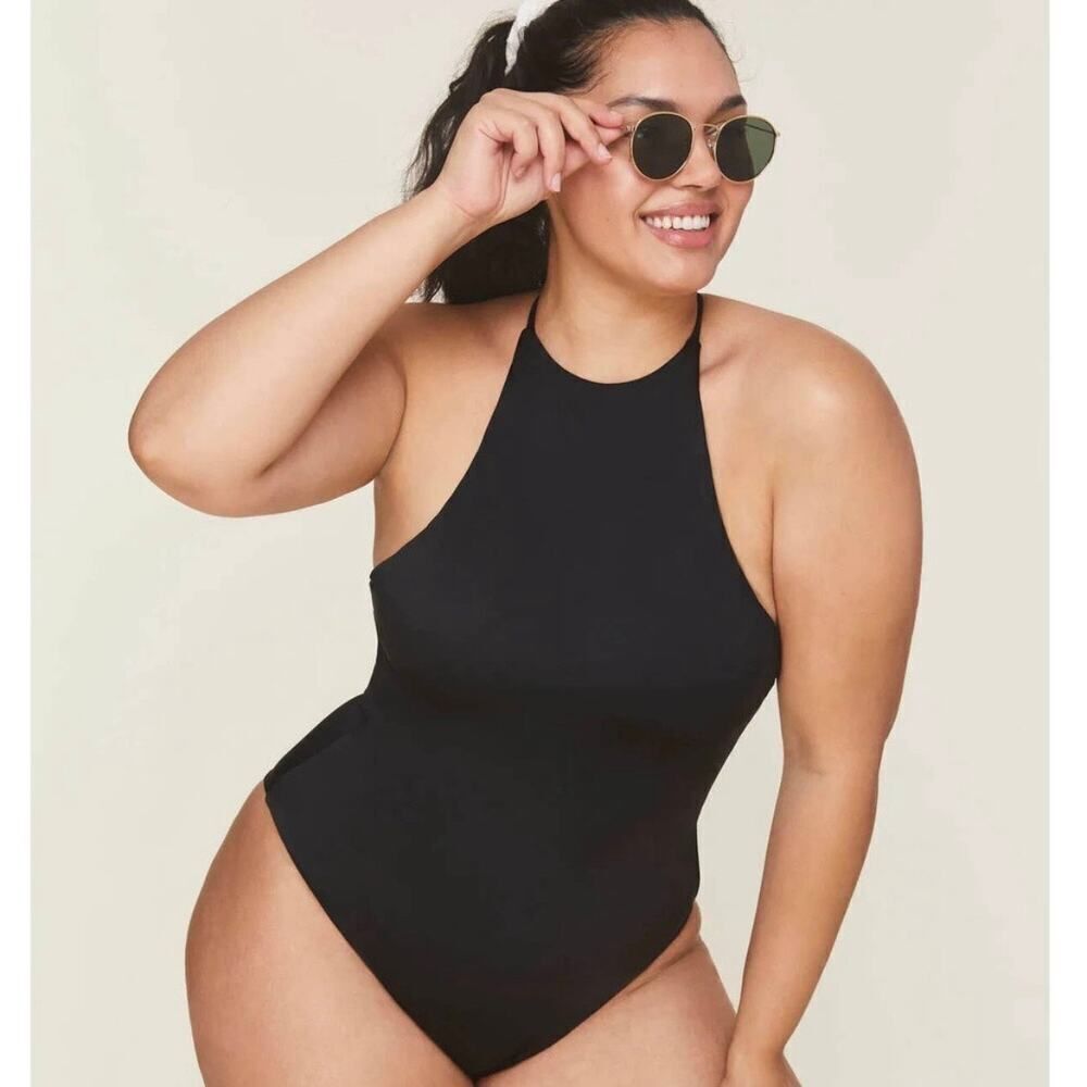 Andie Black High-Neck One-Piece Swimsuit